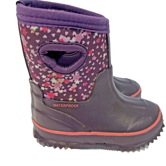 Cat & Jack Other - Cat & Jack Pull On Waterproof Rain Snow Boots Girls Youth Size 5/6 Purple Stars